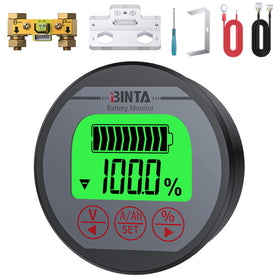 BINTA front panel display showing voltage and capacity, easy monitoring