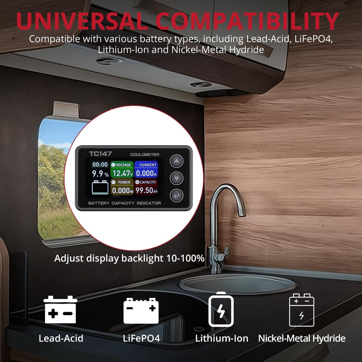 BINTA installed in RV panel delivering compact, reliable battery data