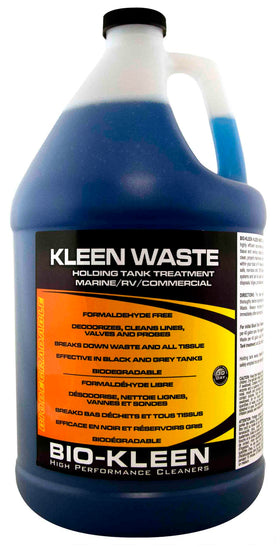 Biokleen Kleen Waste front label showing product name and size, highlights safety