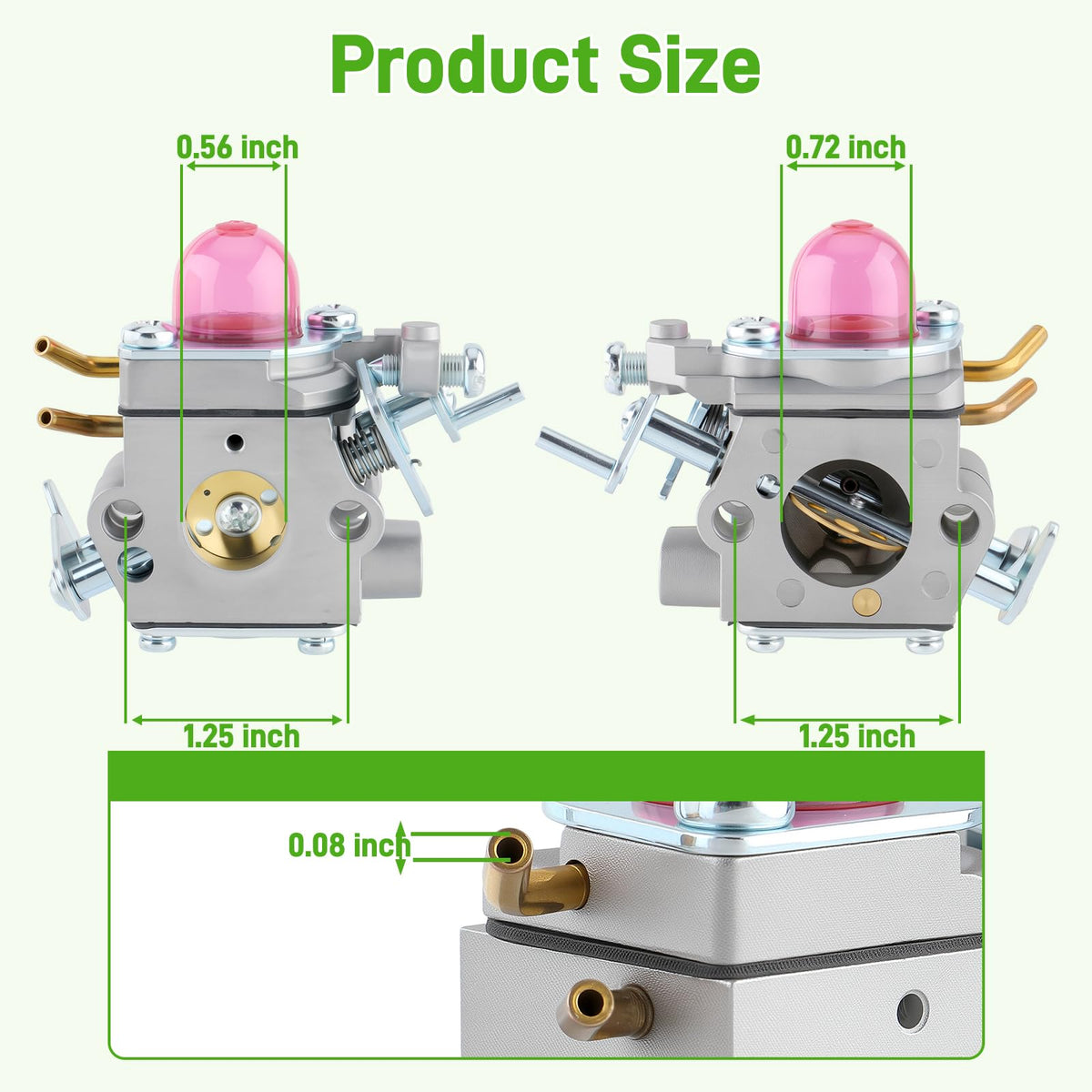 BioLion carburetor size comparison with ruler for correct fit verification