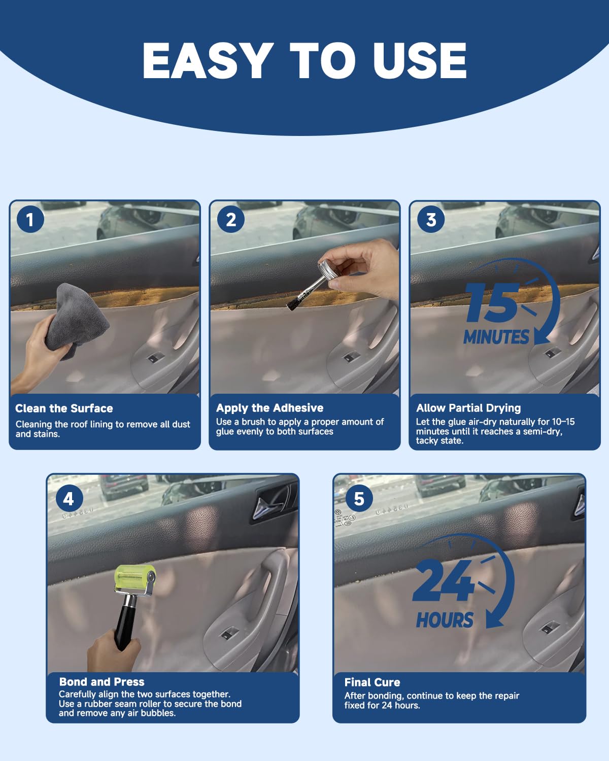 BIOOICH finished interior showing repaired headliner and refreshed cabin