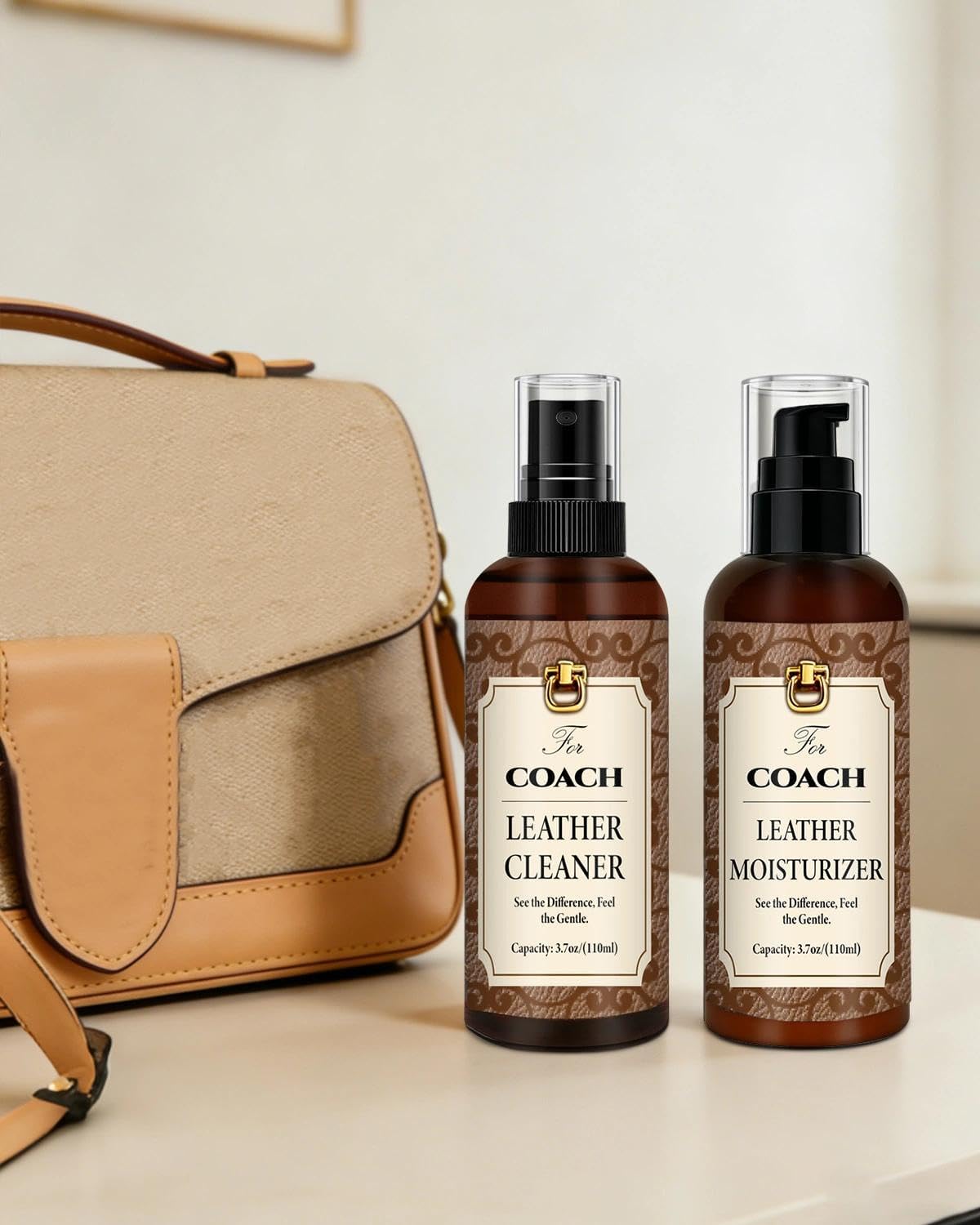 BIOOICH lifestyle scene with bag on sofa showing polished results
