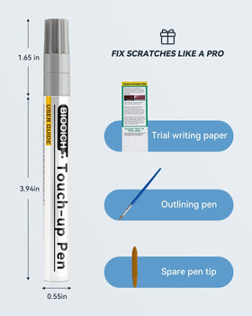 BIOOICH pen beside MacBook frame for scale, showing compact tool and convenient use