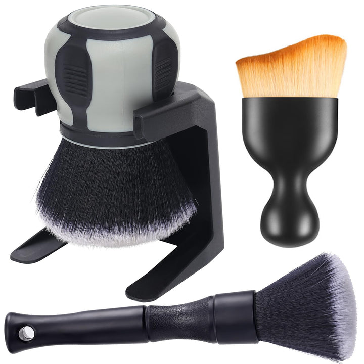 Birbenben front view of full 4-piece brush set showing tools and rack for neat storage