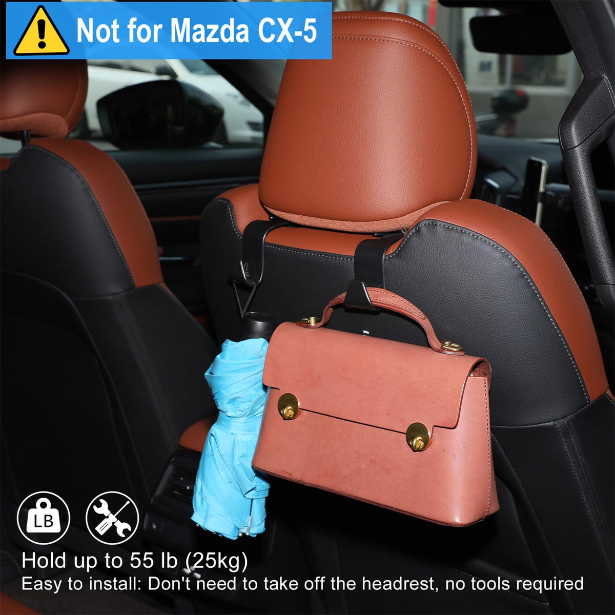 Birbenben headrest hooks installed offering quick hanging option