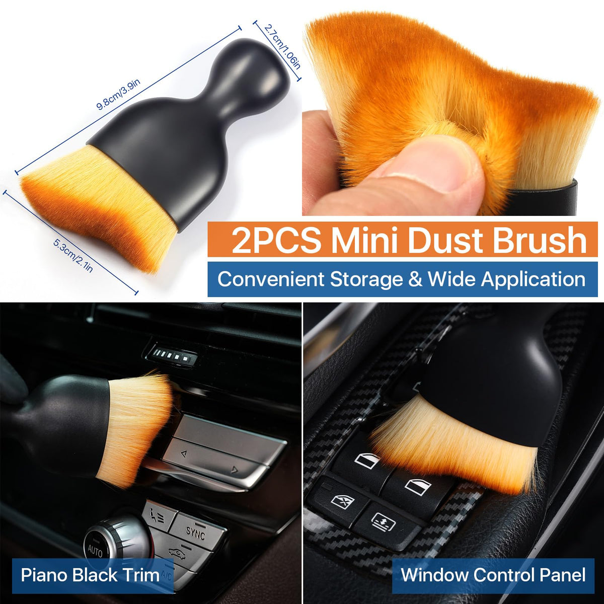 Birbenben pair of mini dusting brushes reaching vents and tight button seams