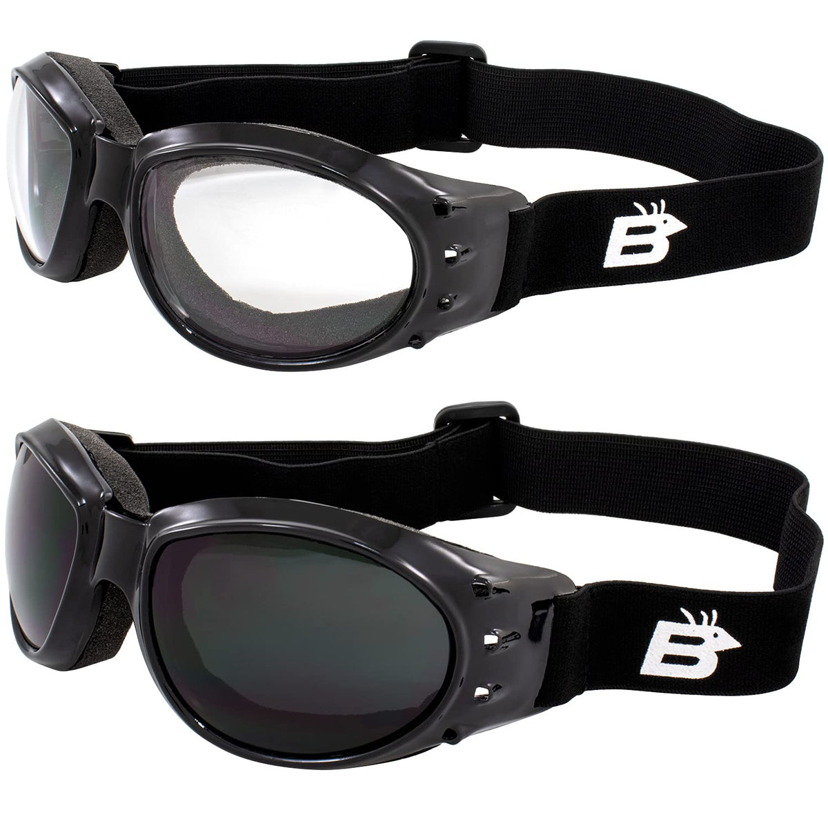 Birdz goggles front view showing fit and protection benefits