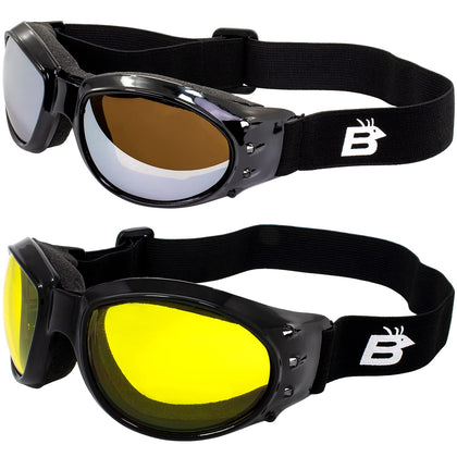 Birdz front view goggles showing aviator shape and protective coverage