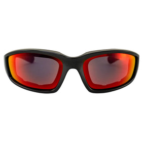Birdz Oriole red G‑Tech reflective lens closeup highlighting glare reduction