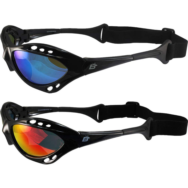 Birdz Seahawk front view black frames showing sporty fit and coverage