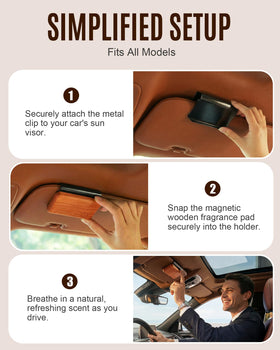 bispoy installed on car visor demonstrating fresh cabin scent experience