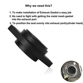 Bisrollnaa tool in use on Harley exhaust port prevents gasket misalignment