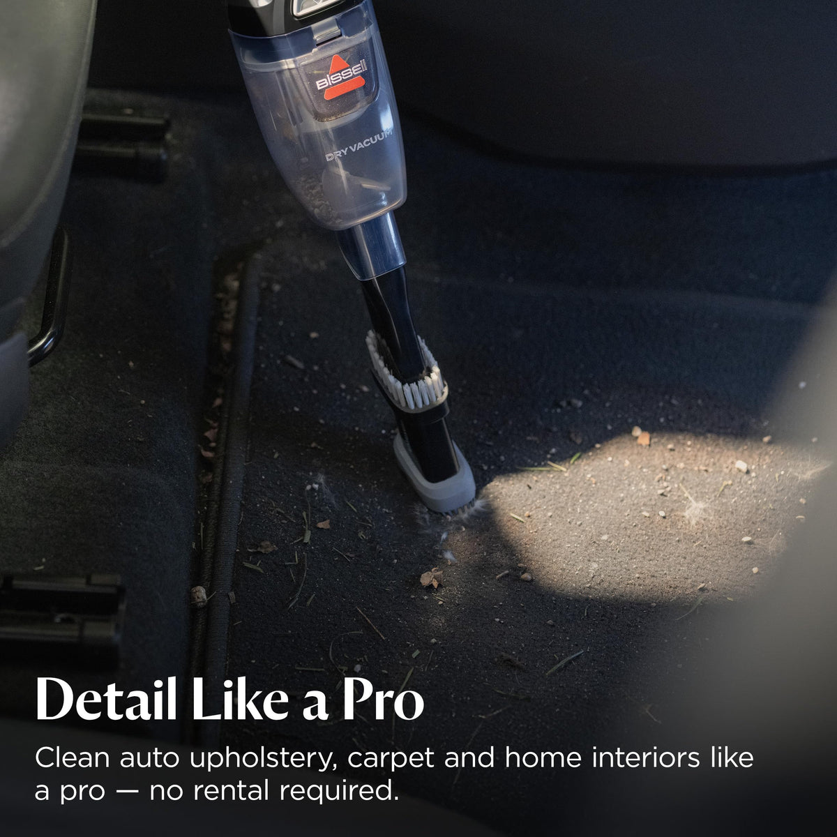 BISSELL laid out professional-grade auto tools for cleaning various car interior areas
