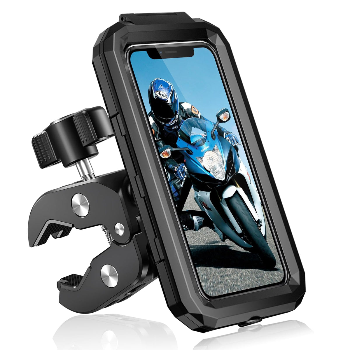 BKNOOU front view mounted on handlebar showing waterproof protection and clear display
