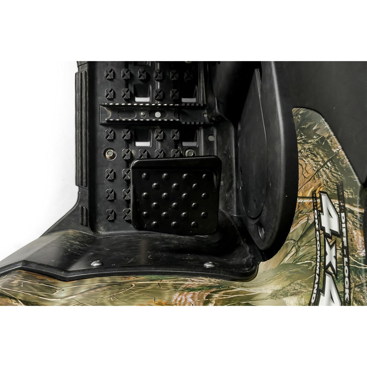 Black Boar pedestal installed on ATV footboard showing secure fit and stability