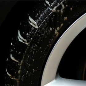 Black Magic cleaning whitewall tire edge for restored bright finish