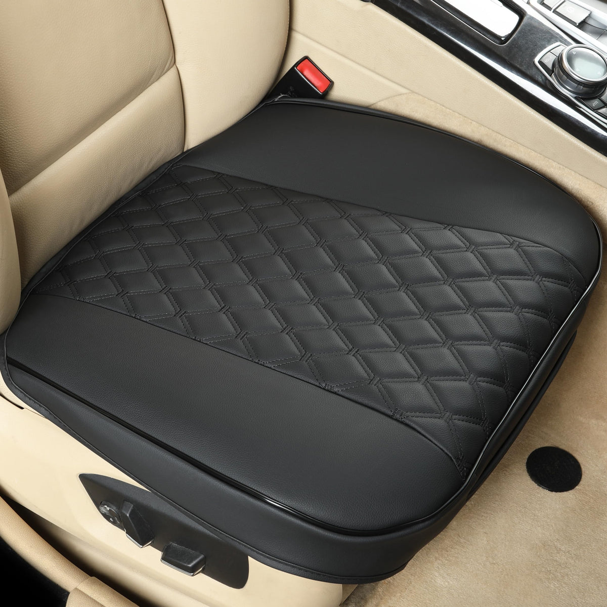 Black Panther front seat cover full front view showing premium finish and protection
