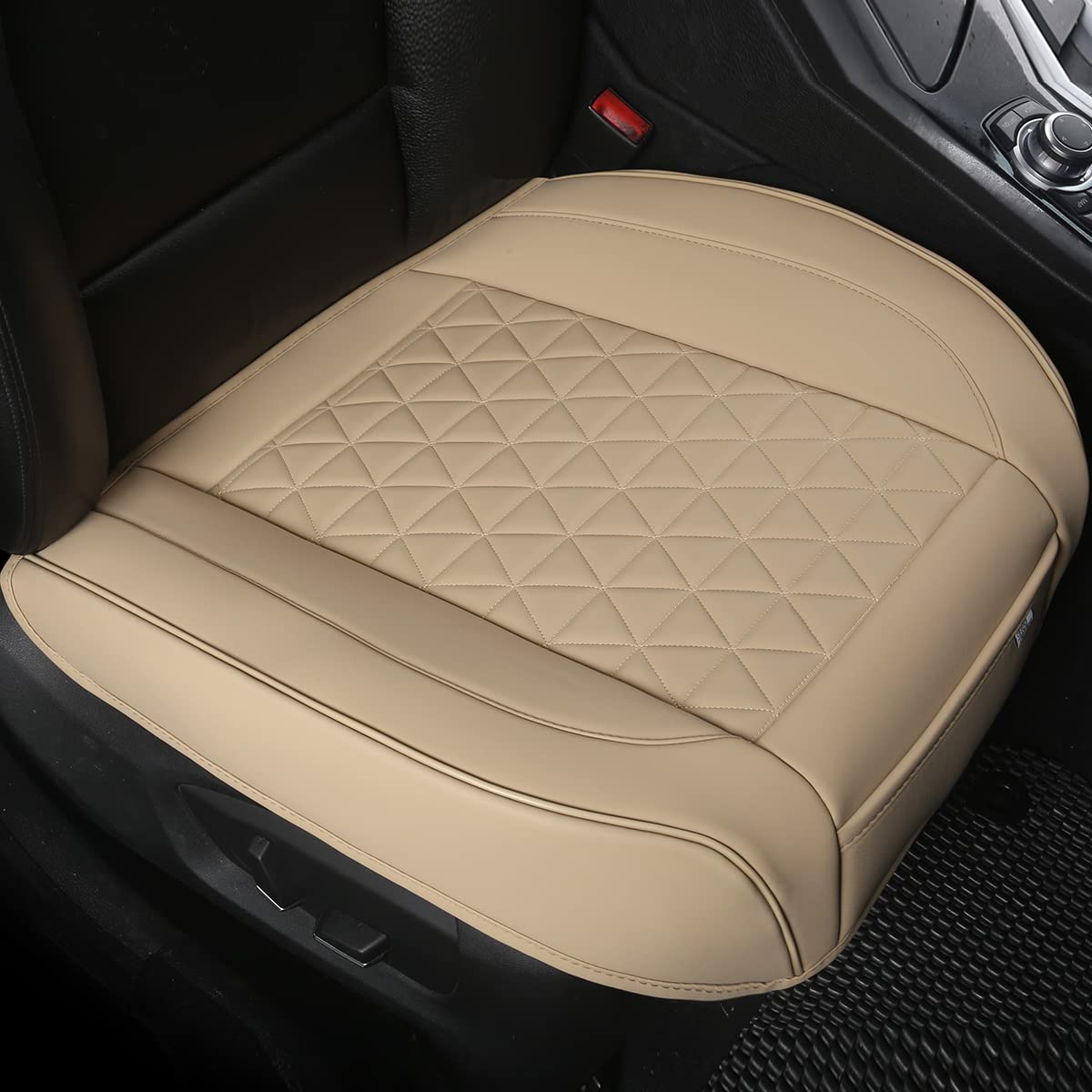 Black Panther front seat cover full view showing clean beige protection and enhanced comfort
