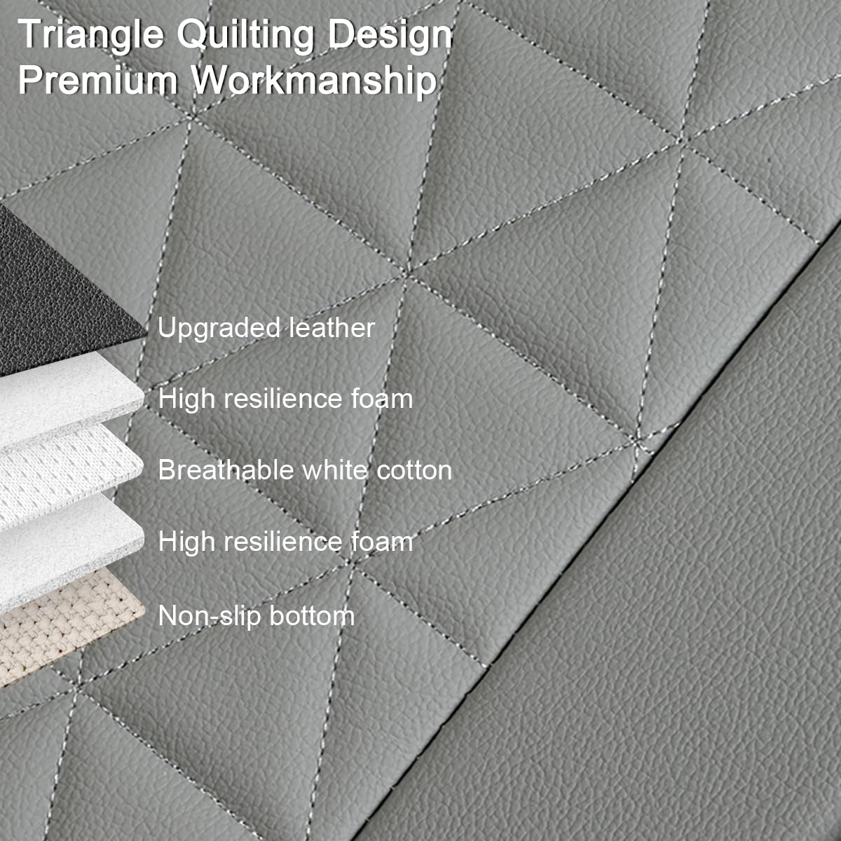 Black Panther triangle quilted pattern detail adding comfort and refined look