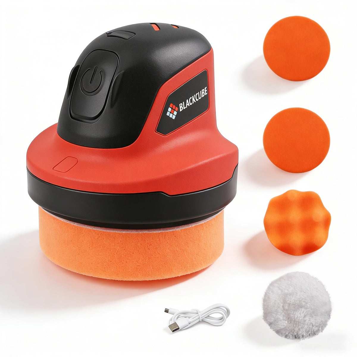 BLACKCUBE front view polisher showing compact design and controls for easy handling