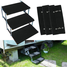 BLACKHORSE-RACING front view of three-pack RV step covers showing packaging and contents for quick install