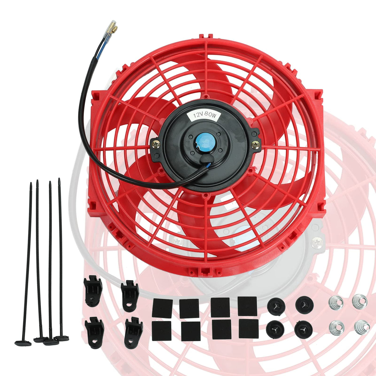 BLACKHORSE-RACING front view of assembled red fan kit showing fit
