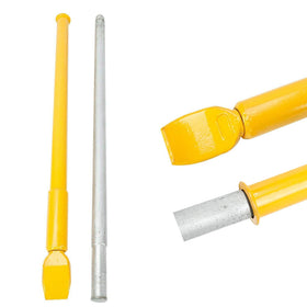 BLACKHORSE-RACING front view of bead breaker showing compact yellow body and wedge benefit