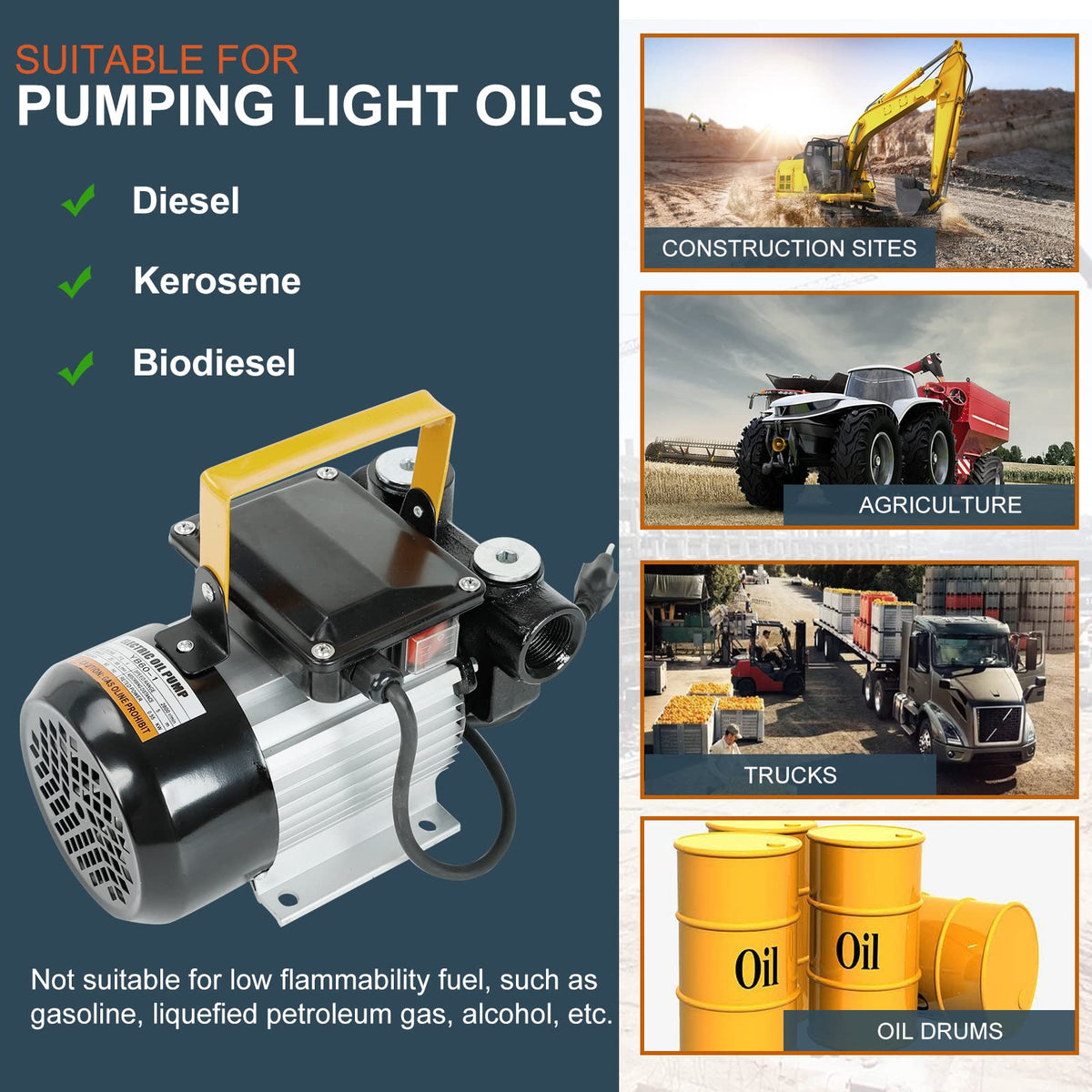 BLACKHORSE-RACING pump with hose in use transferring fuel efficiently