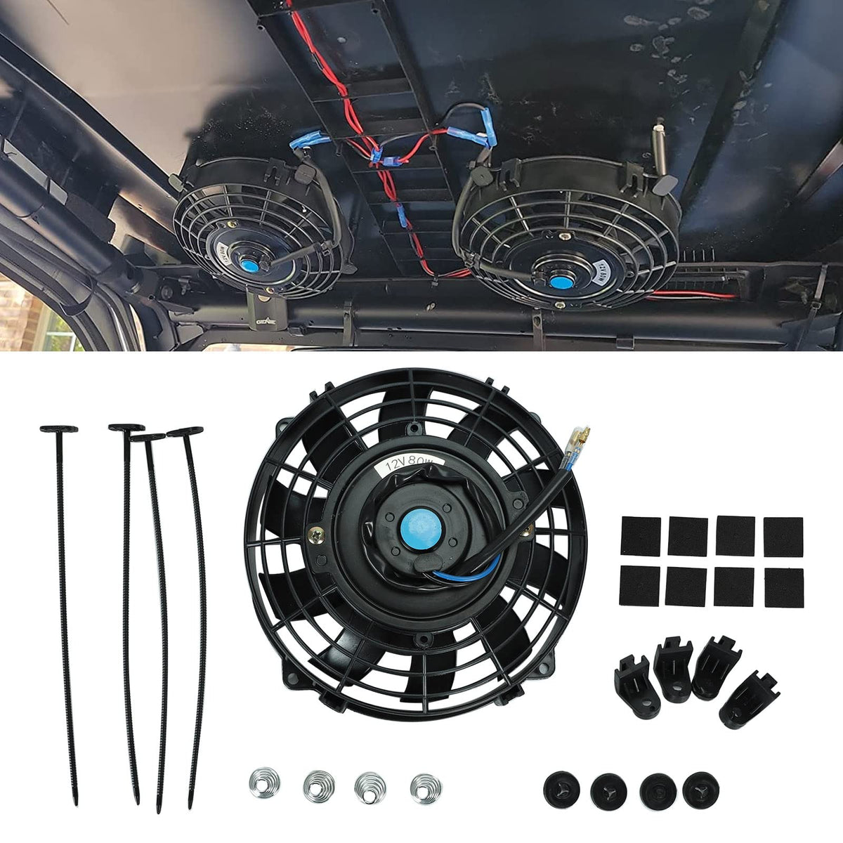 BLACKHORSE-RACING installed in a garage scene illustrating real-world cooling upgrade