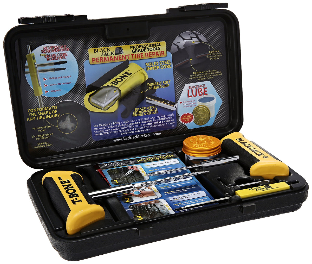 Blackjack KT-340 front packaging showing compact kit for quick repairs