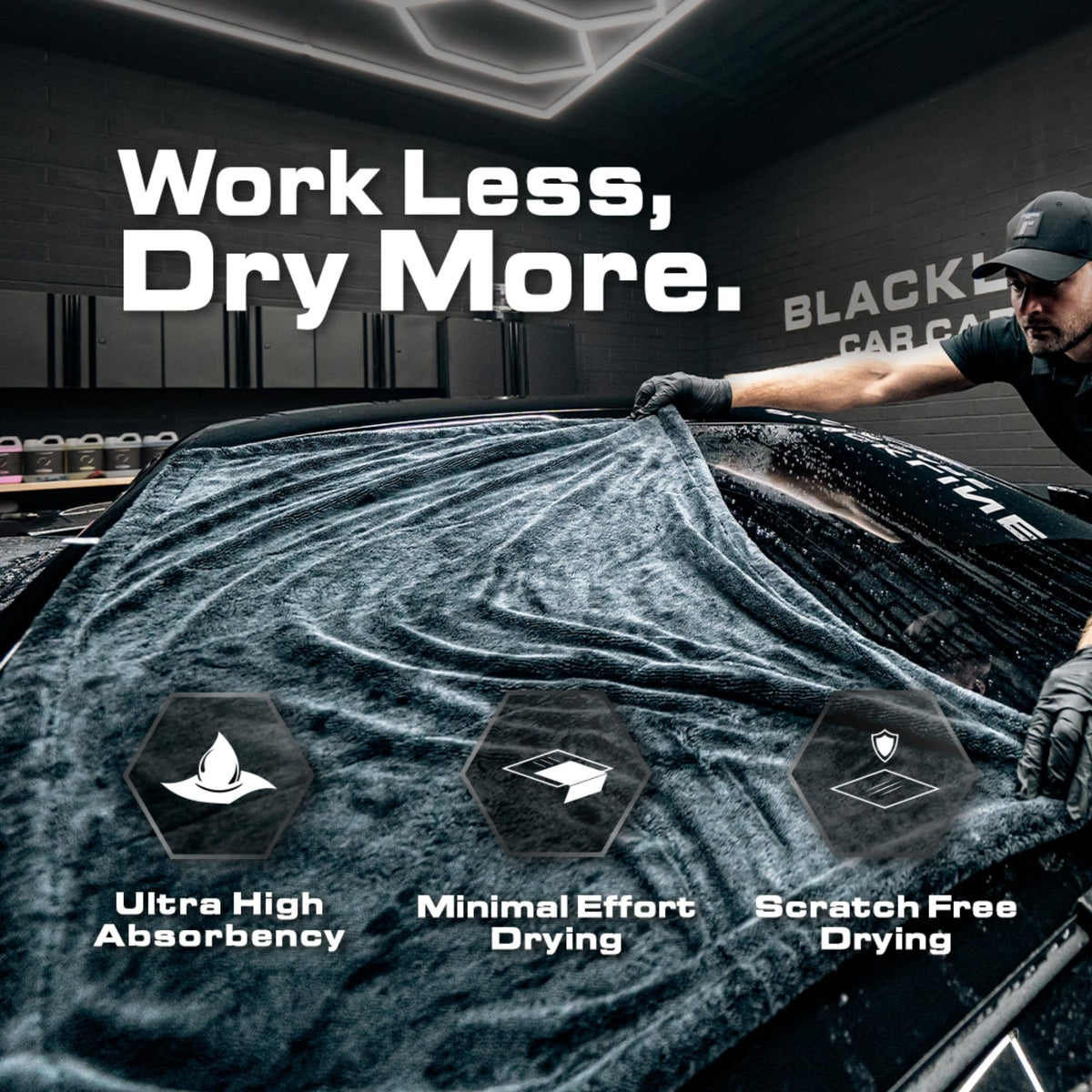 Blackline absorbent cloth close-up showing twisted-loop texture for fast drying