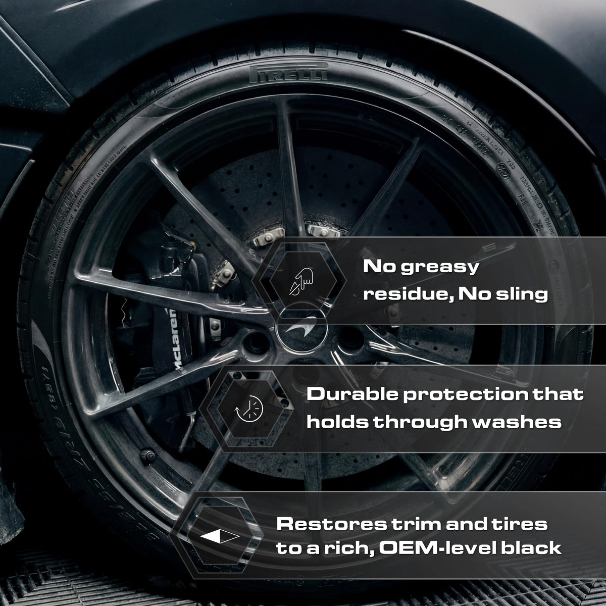Blackline Blackout applied to tire showing restored deep black look