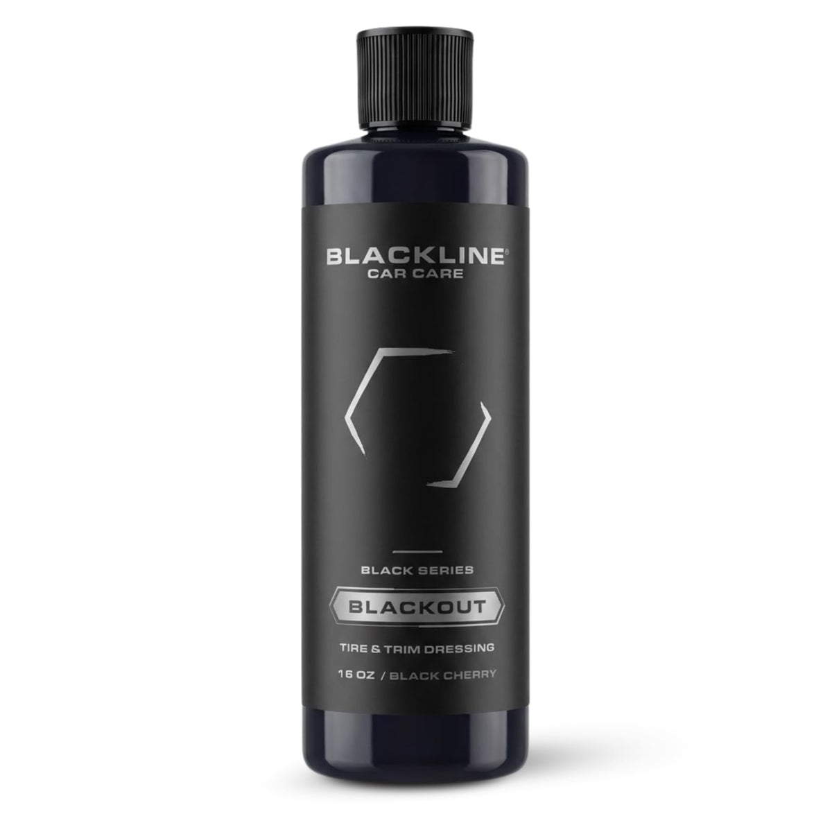 Blackline Blackout front label showing bottle and satin finish benefit