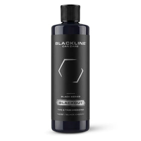 Blackline Blackout front label showing bottle and satin finish benefit