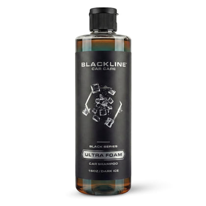 Blackline bottle front view showing label and easy-pour cap for clear identification and handling