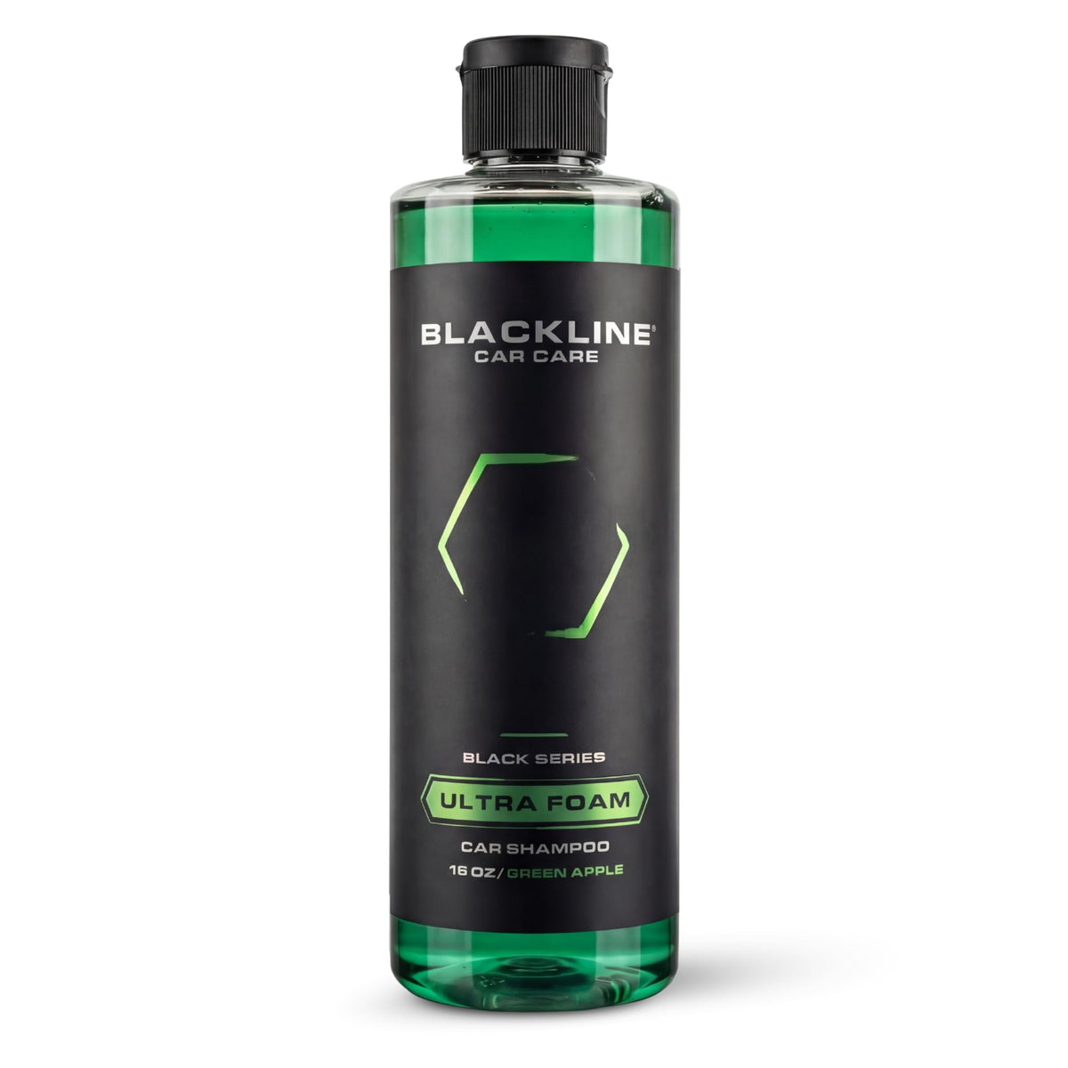 Blackline front bottle showing branding and green apple scent benefits