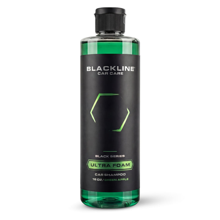 Blackline front bottle showing branding and green apple scent benefits