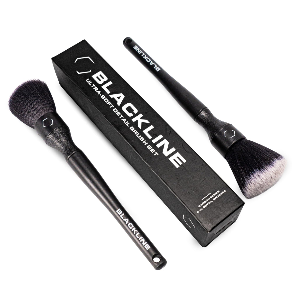 Blackline front packaging showing full seven-piece brush set and benefits
