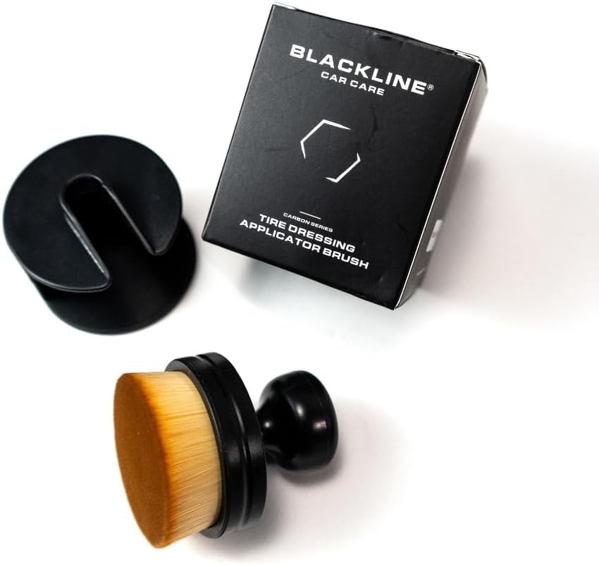 Blackline front view showing brush and stand for neat storage and quick access