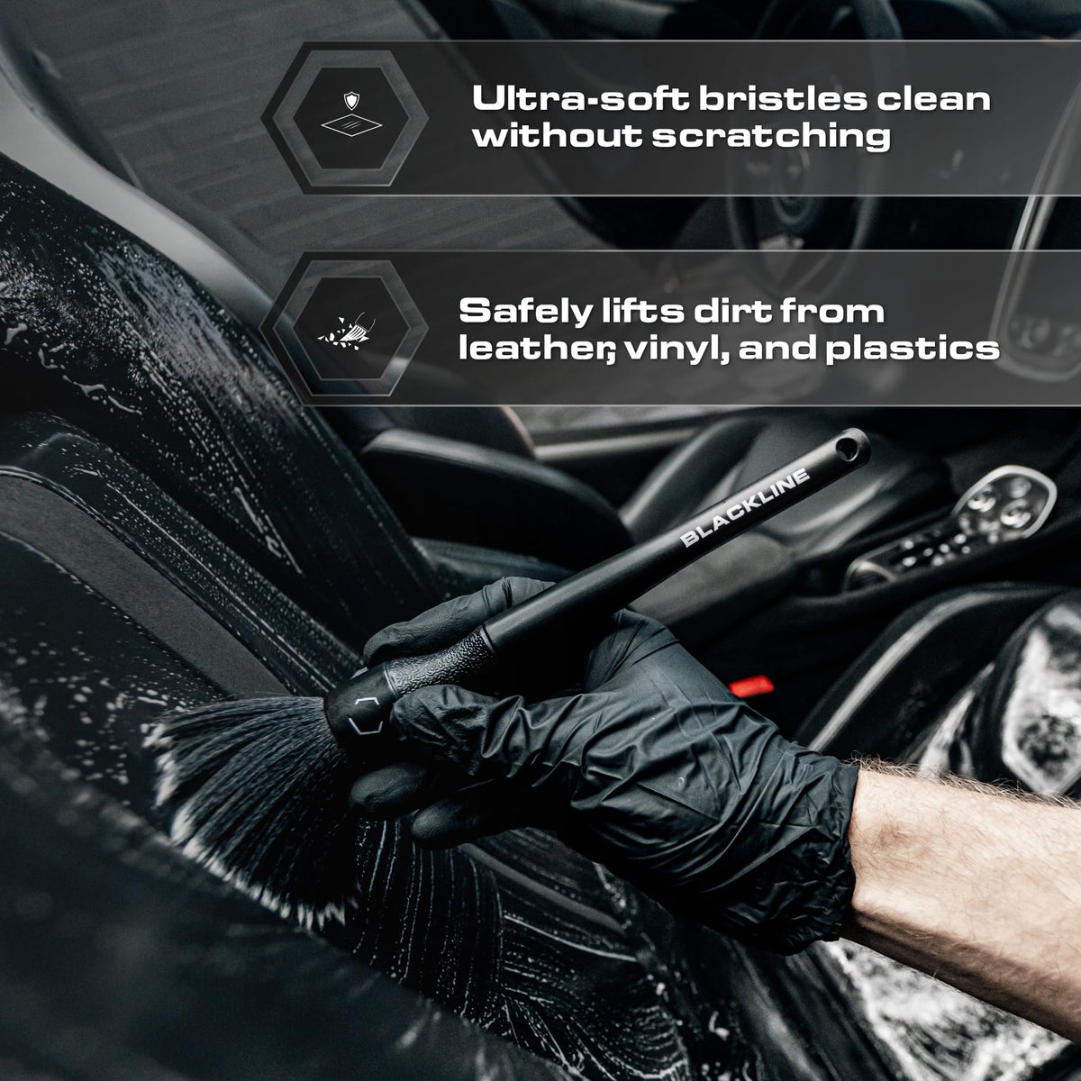 Blackline chemical-resistant handle detail for durable professional use