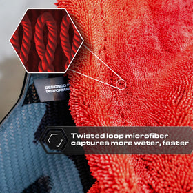 Blackline towel drying a sedan roof for fast, spot-free results