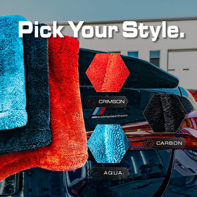 Blackline towel in garage lifestyle scene for efficient post-wash drying
