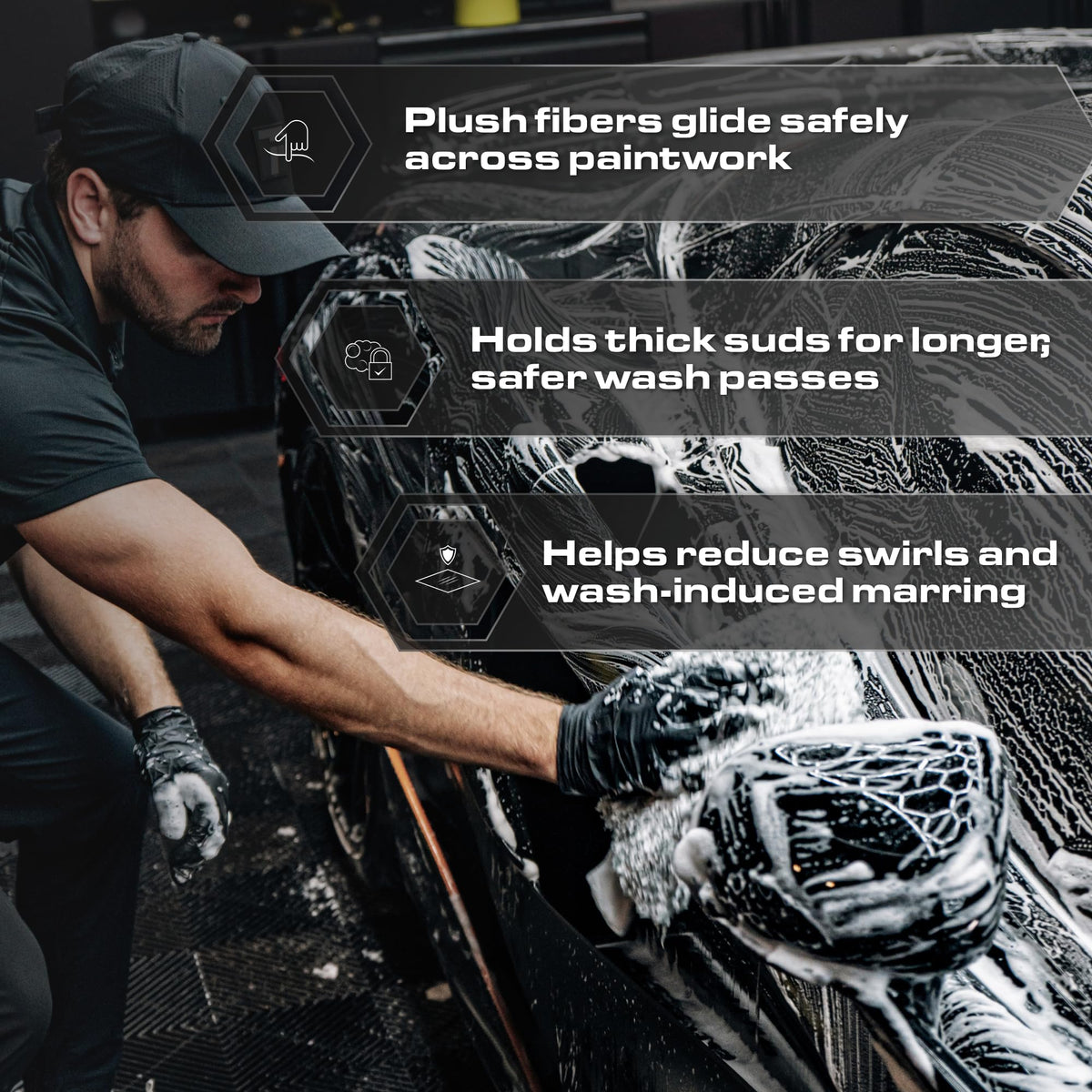 Blackline mitt in hand demonstrating size and ergonomic control benefit