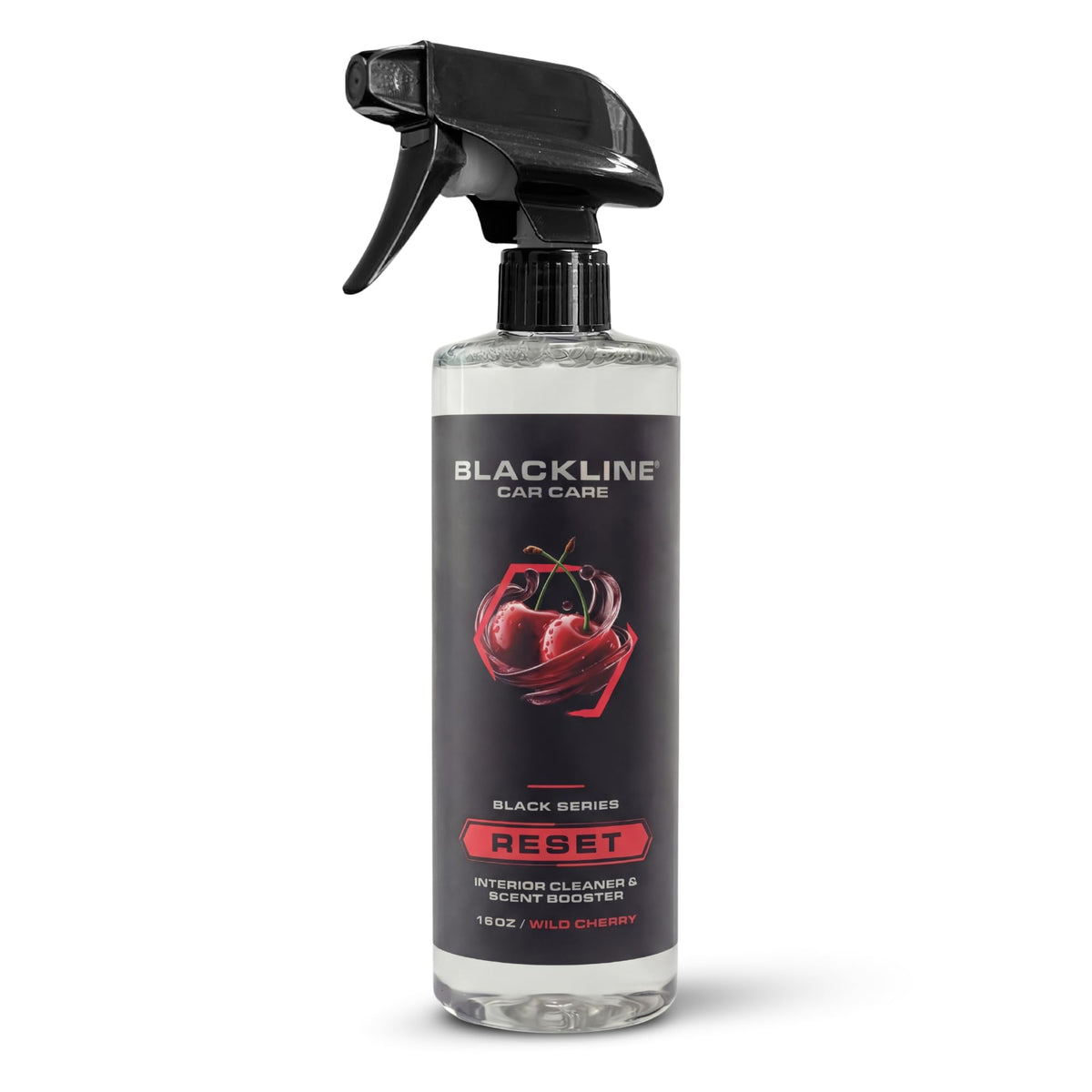 Blackline front label wild cherry showing product and scent benefit