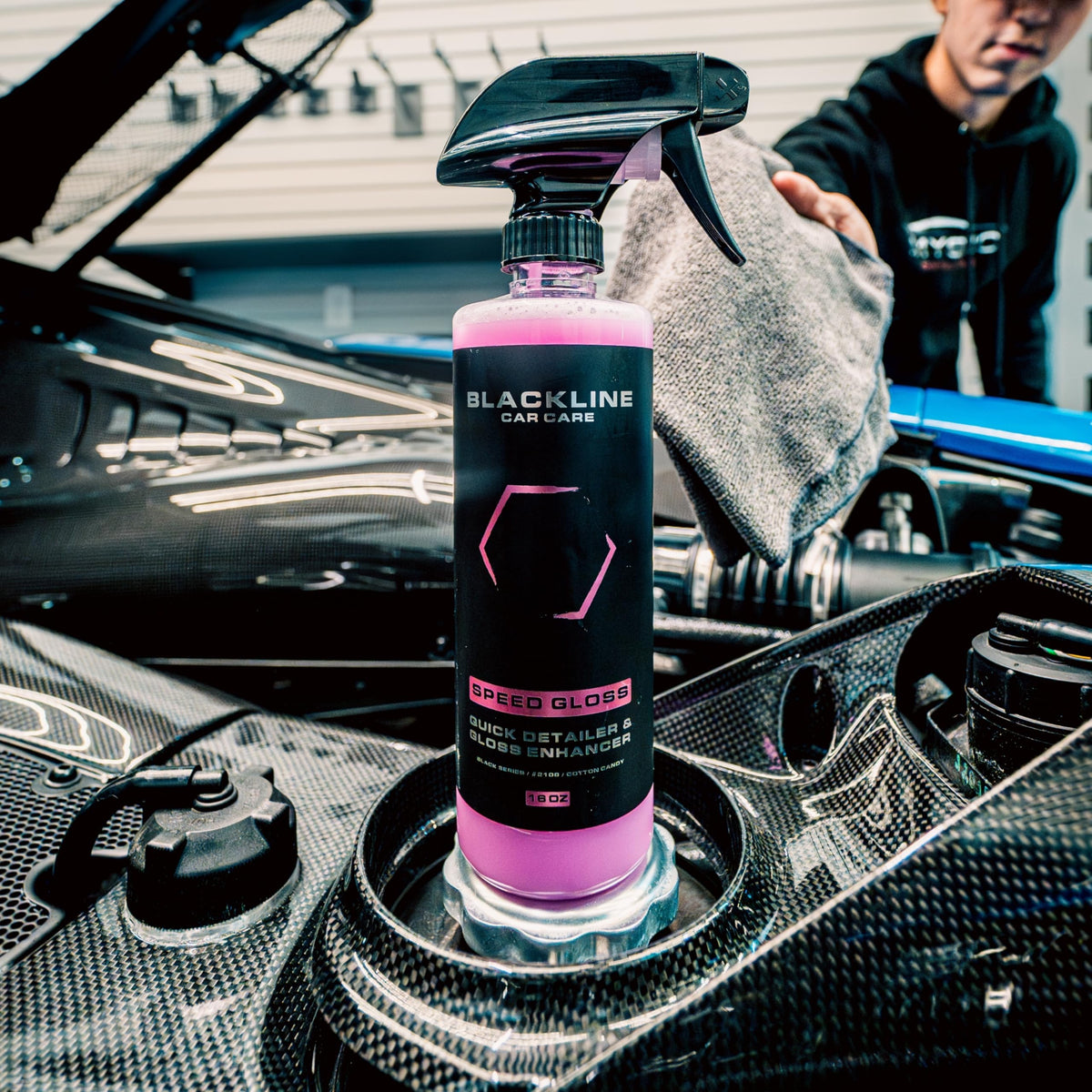 Blackline used in driveway lifestyle scene for quick on-the-spot detailing
