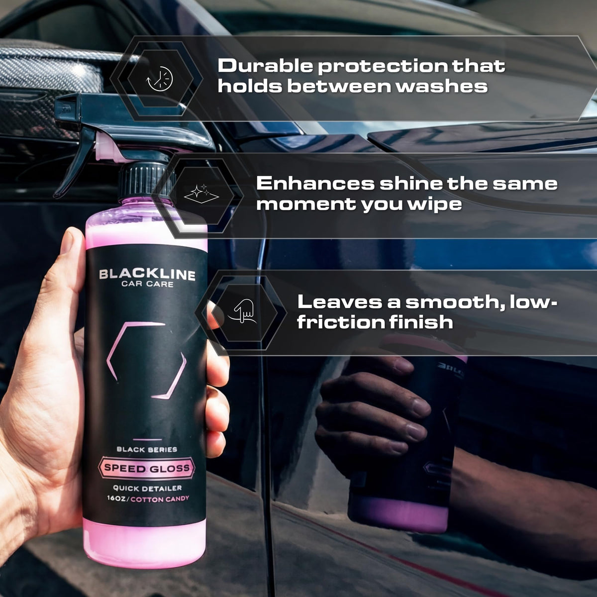 Blackline texture close-up highlighting glossy sheen and smooth finish
