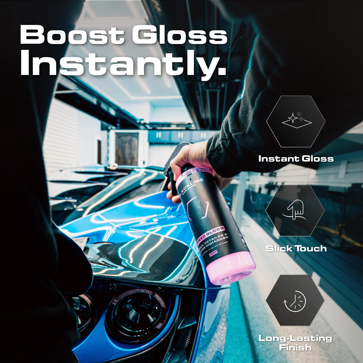 Blackline spray bottle close-up demonstrating easy mist and reach