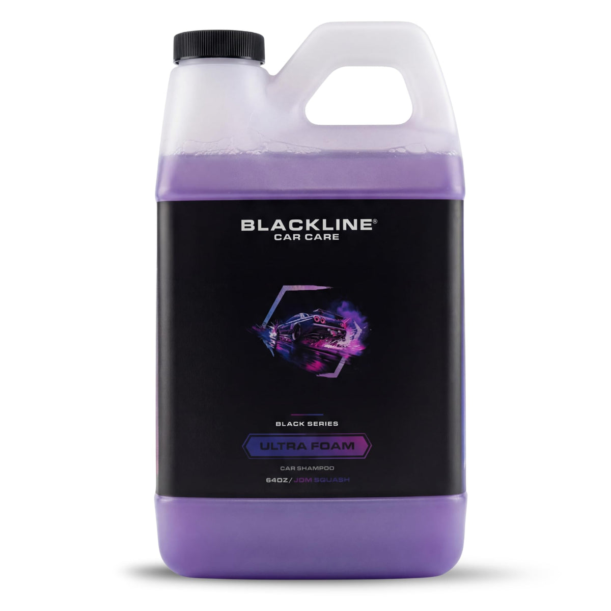 Blackline bottle front label showing product name and benefits