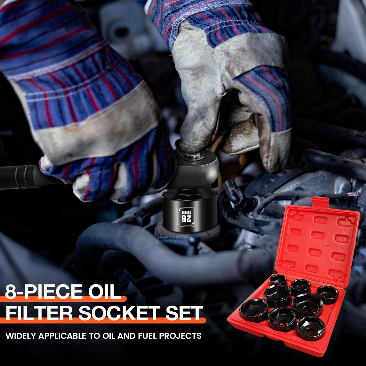 blackrobot sockets on a garage workbench ready for maintenance convenience