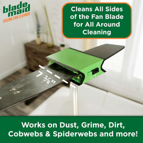 Blade Maid angled head detail designed to reach corners and reduce debris fall